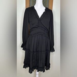 Black Ruffled Dress Open Back Medium